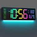 Digital Wall Clock Large Display 16", Digital Clock with 11 RGB Colors Changing Remote Control, LED Clocks with Night Lights for Living Room Bedroom Office Classroom Decor, Auto DST (Multicolor)