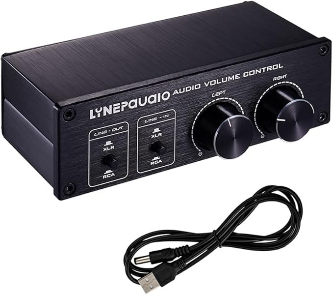QIUNI Passive Volume Controller with Fully-Balanced & Single-Ended Mode XLR & RCA Interface for Home Stereo System Pre-Amplifier Speaker