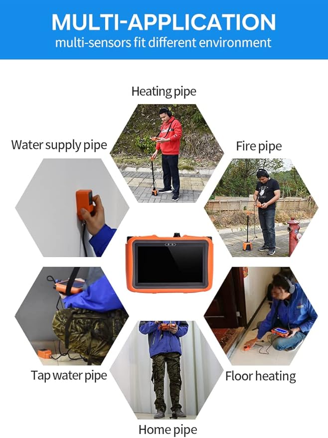 PQWT L3000 Acoustic Water Leak Detector for Home and Outside Ground Wall Water Pipeline Leakage Detection Kit Multi Sensor Professional Noise Reduction Headphone Smart Touchscreen Aluminum Carry Case