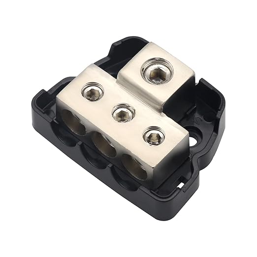 3Way Power Distribution Block 0 GA/ 4 GA in 4 Gauge/8 Gauge Wire Out Ground Blocks 2PCS