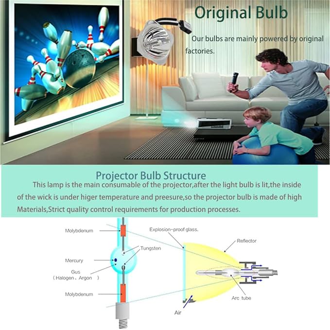 Migokrust Genuine Original V13H010L96 Replacement Projector Lamp/Bulb with Housing for Epson Home Cinema 1060 2100 2150 2200 2250 660 760 760HD 880 Projector-(OEM Bulb Inside)