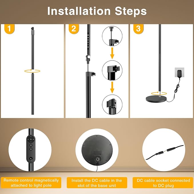 LitONES Ring Light with Stand, 15W Dimmable Zoom Lighting for Computer, Home Office, Reading, Video Calls, 66 Inches Floor Lamp with Flexible Swing Arm, AC Plug, Remote, Memory & Timer CRI >95