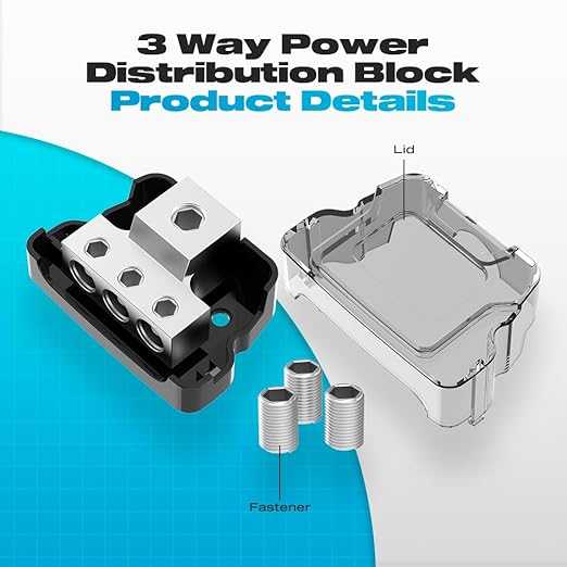 Distribution Block Car Audio, Malictele 3 Way Power Distribution Block 1 x 0/2/4 Gauge Input 3 x 4/8 Gauge Output Amp Power Distribution Block Car Audio Amplifier Splitter for Vehicles Boats 2 Pack