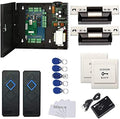MENGQI-CONTROL 2 Door Access Control Board System 110-240V Power Supply Box North American ANSI Electric Strike Lock RFID Reader Enroll USB Reader RFID Card & Key Fobs,Phone APP Remotely Open Door