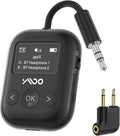 YMOO Bluetooth 5.4 Transmitter Receiver for Airplane, Bluetooth Adapter Supports 2 Headphones/Speakers with aptX Low Latency, 3.5mm Aux Wireless Audio Adapter with Screen for Flight Gym Home Travel