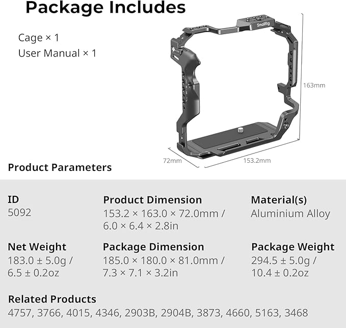 SMALLRIG R5 Mark II Cage for Canon R5 Mark II with Cooling Fan CF-R20EP, Compatible with for Arca-Type Tripods, for DJI RS 2 / RSC 2 / RS 3 / RS 3 Pro/RS 4 / RS 4 Pro Stabilizers - 5092