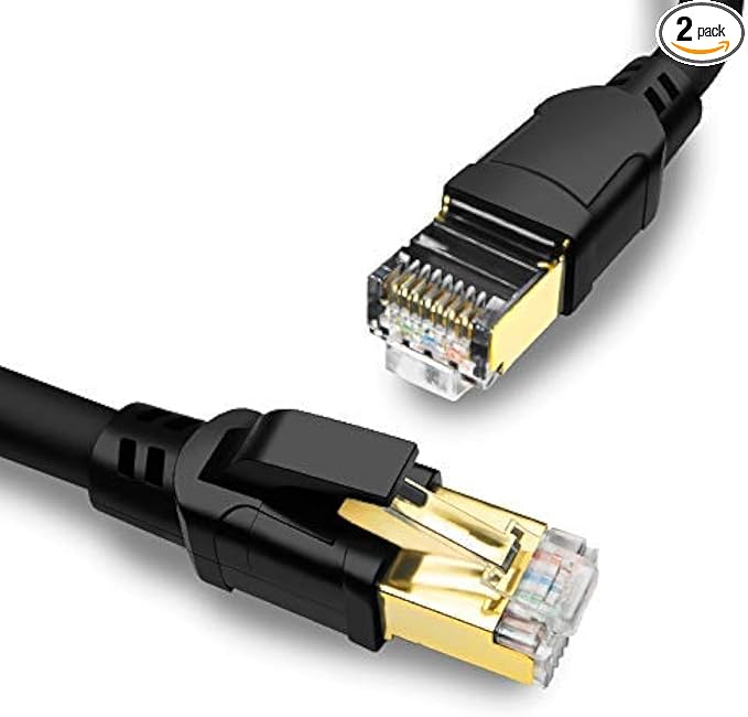 Yauhody CAT8 Ethernet Cable 1.5ft 2 Pack, High Speed 40Gbps 2000MHz SFTP by Yauhody