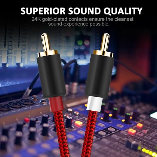 Goalfish RCA Cable, 15FT 2-Male to 2-Male RCA Audio Cord Stereo Subwoofer Cable [2Pack, Hi-Fi Sound, Shielded] Auxiliary Cord for Home Theater, HDTV, Amplifiers, Hi-Fi Systems, Speakers-Red