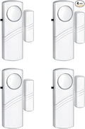 Security Door Window Alarm, Wireless Sensor Door Window Burglar Alarm, Door Alarms for Kids Safety, Easy Installation Doorbell Alarms for Office House Window Pool (4 Pack)
