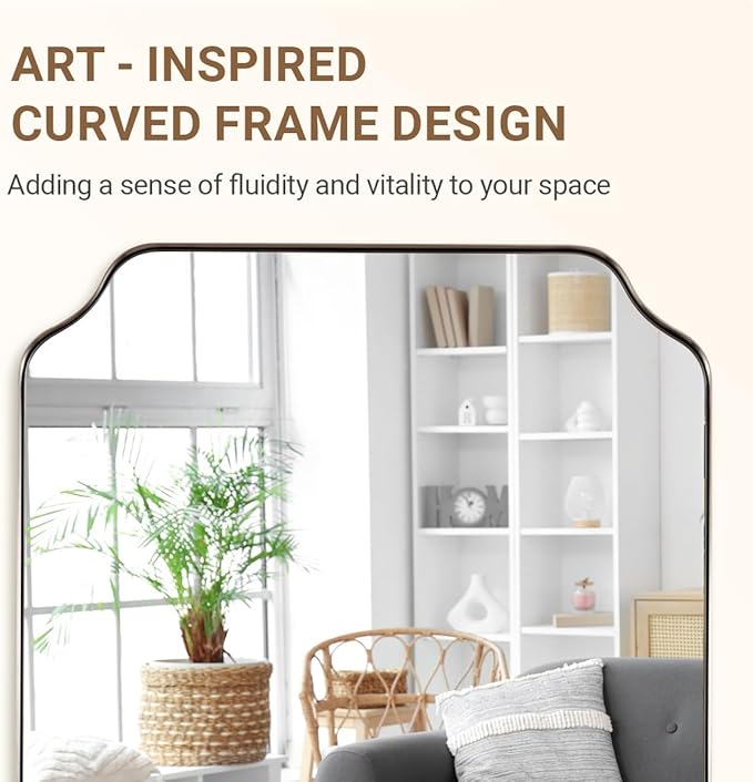 ANDY STAR Chrome Bathroom Mirror, 22x30 Inch Polished Chrome Rectangle Mirror, Scalloped Bathroom Mirror with Stainless Steel Metal Frame, Ideal for Bathroom, Living Room