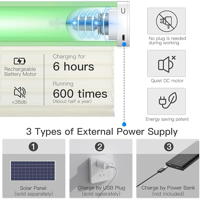 Tokblind Motorized Sheer Shade with Remote Control, Light Filtering Electric Roller Blind Compatible with Alexa via Hub, Rechargeable Smart Window Shade Custom Size (Light Filtering Beige)