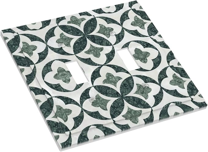 Bvtewkhz Green Luxury Modern Cubic Marble 2 Gang Double Toggle Decorative Light Switch Covers Electrical Faceplate Switch Plates for Bathroom Kitchen Home