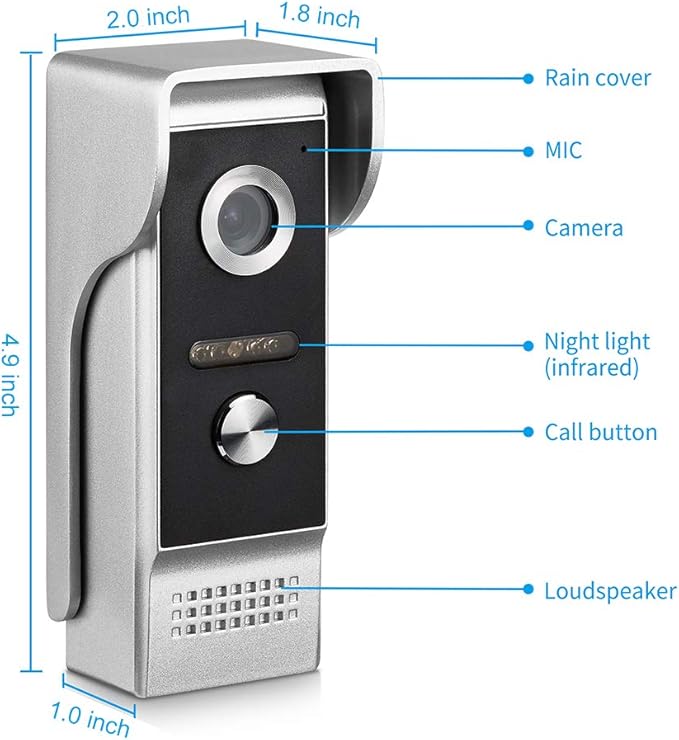 AMOCAM Video Door Phone System, 4.3 Inches Touch Monitor Wired Video Intercom Doorbell Kits, IR Night Vision Camera Door Intercom, Doorphone Telephone Style Indoor Outdoor for Home Villa