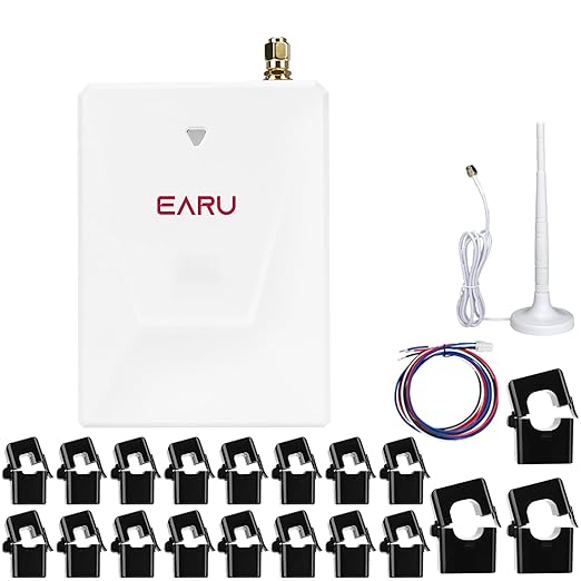 Smart Home Energy Monitor with 16 50A and 3-200A Circuit Level Sensors Real-Time Accurate Power Energy Consumption Tracking WiFi Meter SolarNet Metering2.4 GHz WiFi