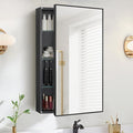 Medicine Cabinet with Mirror, 20x30 Inch Rectangle Wall Mounted Bathroom Vanity Mirror with Storage & Adjustable Tempered Glass Shelves Medicine Cabinets for Bathroom, Black