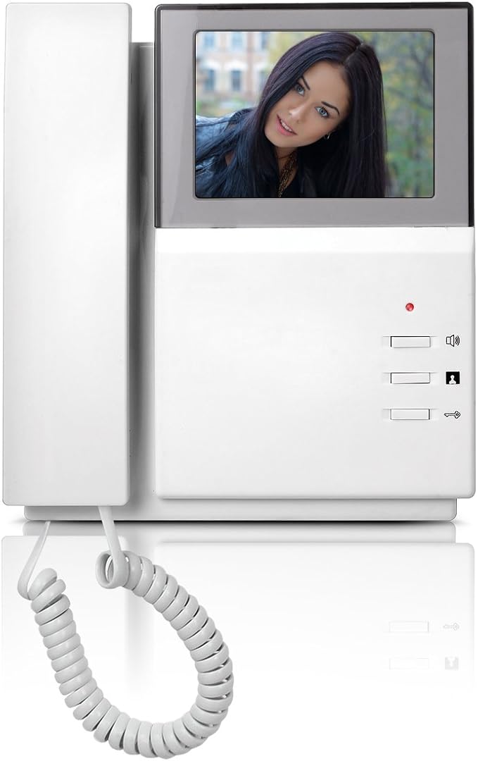 AMOCAM Video Door Phone System, 4.3 Inches Clear LCD Monitor Wired Video Intercom Doorbell Kits, IR Night Vision Outdoor Camera Door Intercom, Doorphone Telephone Style for Home Improvement