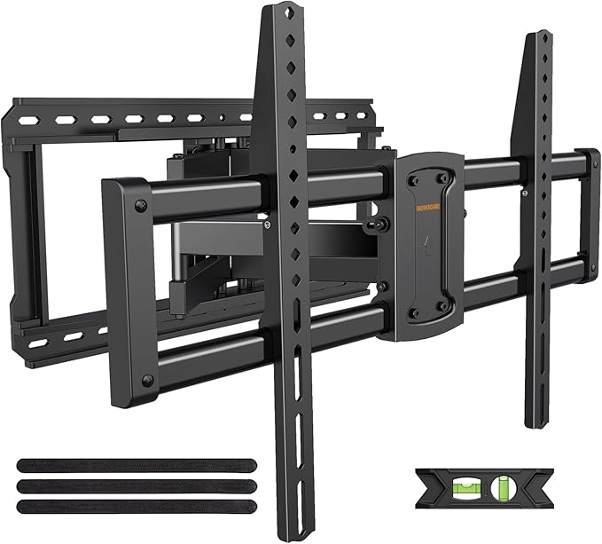 IWORKBOARD Full Motion 75 85 86 90 97'' TV Wall Mount Bracket, Loads 150 lbs Heavy Duty TV Mount, Swivel Tilt Extension Level, Complete Metal Bars & Wall Plate, up to 600x400mm VESA & 24'' Wood Studs