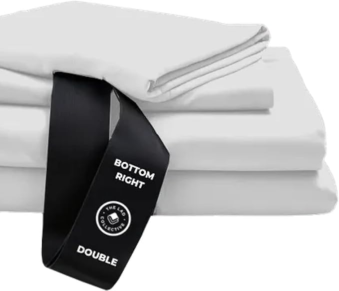 THE LAD COLLECTIVE 3.0 Full Size Bedding Set - Full Size Bedding Sets - 4-Piece Bedset w/Fitted Sheet, Top Sheet & 2 Standard Pillowcases [Duvet Not Included] - Bamboo-Cotton - Malibu White [White]