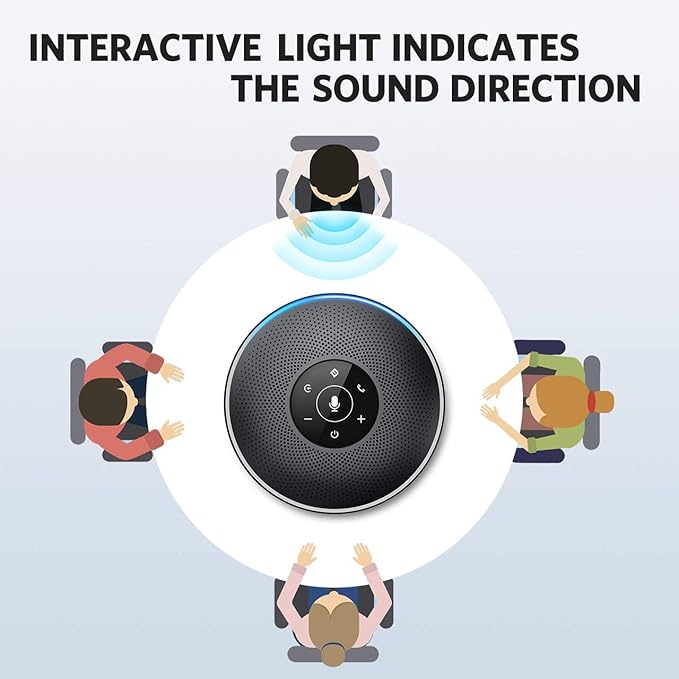 EMEET Bluetooth Speakerphone M2 Black Conference Speaker for 5-8 People Business Conference 360º Voice Pickup 4 AI Microphone Self-Adaptive Conference Call Speaker Skype USB Speakerphone