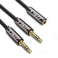 J&D 1/8 Inch TRS Stereo Y Splitter Cable, Gold Plated Copper Shell 3.5mm Female to Dual Male Adapter, Only Suitable for Switching, 2 Feet