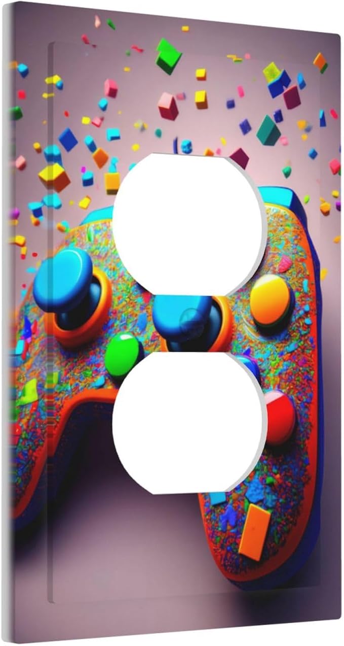 Bvtewkhz Videos Game Controller Duplex Outlet Decorative Light Switch Covers Electrical Faceplate Switchplates for Bathroom Kitchen Home