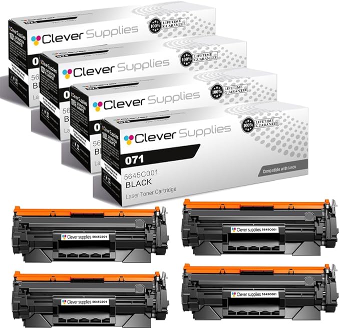 CS Replacement Compatible with Canon 071 Toner Cartridge 5645C001 to use with LBP-122DW MF273DW MF275DW (Black, 4-Pack)