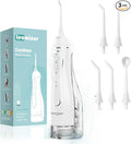 Leominor Water Dental Flosser Pick for Teeth, 300ML Portable Oral Irrigator Upgraded Tank Removable,IPX7 Waterproof, Rechargeable Travel Teeth Cleaner, Professional Electric Flossing (White)