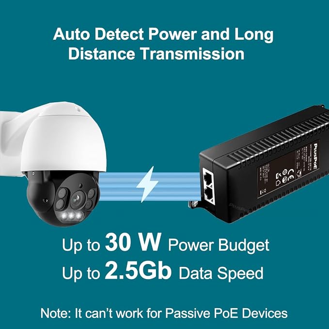 2.5G PoE+ Injector 30W, 802.3af/at 2.5GBASE-T Compaliant, Converts Non-POE Port - Image 2