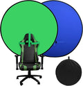 Portable Blue Green Screen Chair, 57 in Greenscreen Backdrop with Stand 2-in-1Double Sided Foldable Green Background, for Video Chats and Meetings, Photography, Photo Zoom, Streaming Games