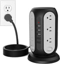 Tower Power Strip with 12 Outlets and 5 USB Ports (2 USB-C), Flat Extension Cord 10 Ft, Surge Protection 1250W Multiple Outlets Charging Station for Home Office Dorm Room
