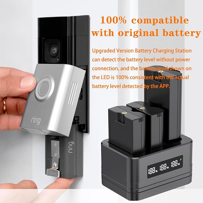 Charging Station for Ring Battery, 3 Pack 3.65V 6040mAh, 3-Slot LED Display - Image 5