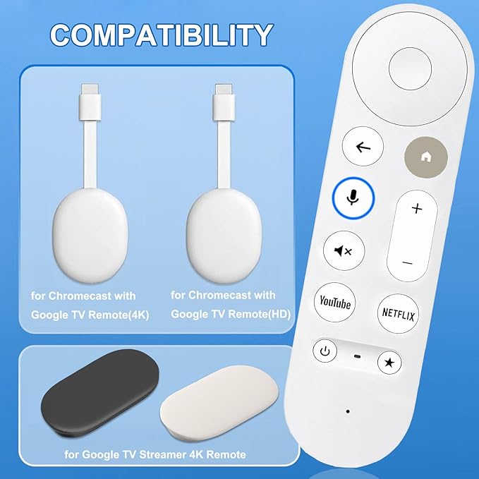 Upgrade New Replacemen Remote Voice Control Only for Chromecast-Google-TV 4K/ HD, for Google TV Streamer (4K) Box