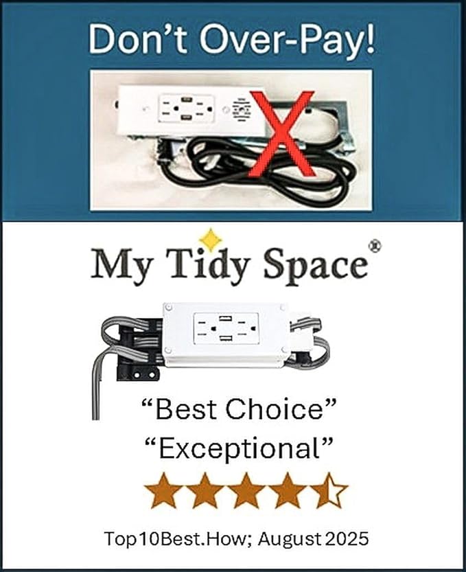 My Tidy Space (2) PD30W USB-C (2) 15 Amp Compact Drawer Docking Station Outlet Plugs