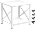 TQQDCI Printer Stand, 23.6 x 23.6 Inches Large Printer Stand with Storage Shelf, 2 Tier Printer Table for Home Office, Rolling Printer Cart with Industrial Wheels, Mini Fridge Stand Table, White