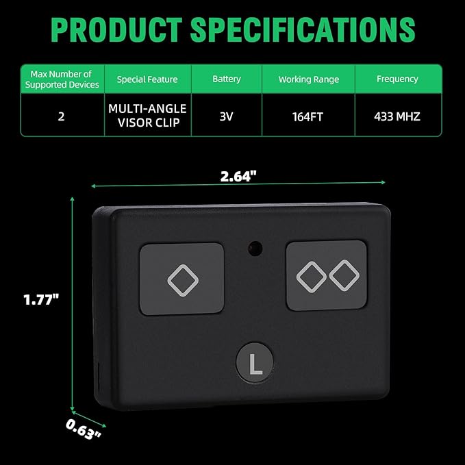 3-Button Remote Transmitter Replace for AXS1 for AXP1(2 Packs), Fit Automatic Gate Opener for TDS2 TSS1XP TDS2XP TSS1 LDM2 LDM2K HDP1 HDP2 DD2U LSM1 DS1U, Fits for Single and Double Opener Systems