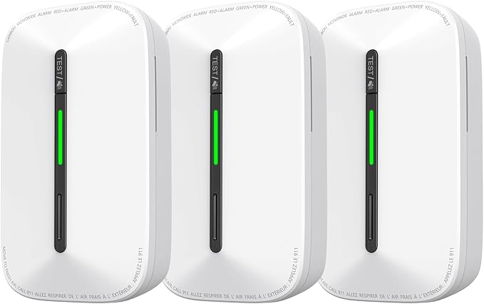 Siterlink Carbon Monoxide Detectors Plug in,10 Year Replaceable Battery Operated Co Monitor Alarm,Plug and Play Co Detector,Portable Carbon Monoxide Detector for Home,Traval,RV,Hotel GS846A 3 Pack