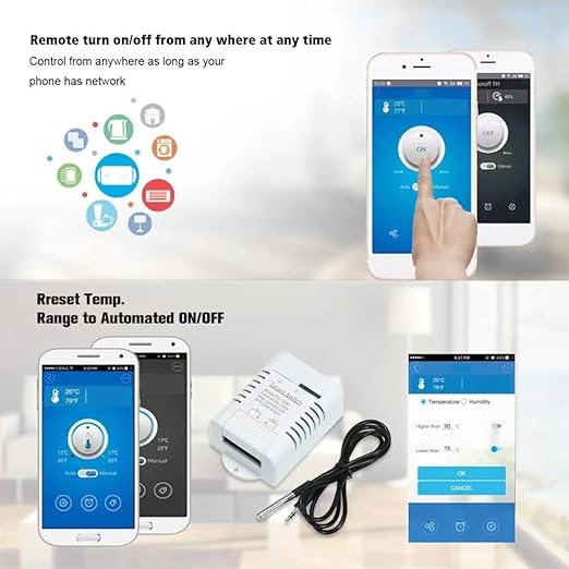 Yitouniu EWeLink Wireless Remote TH16 Switch WiFi Smart 16A Temperature Controller Sensor Module,with Energy Consumption Monitoring, Compatible with Alexa Google Home