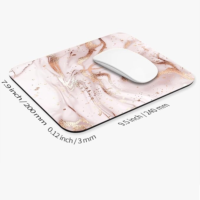 Armanza Square Mouse Pad Rose Gold Marble, Personalized Premium-Textured Custom Mouse Mat Design, Washable Mousepad Cloth, Non-Slip Rubber Base Computer Mouse Pads for Wireless Mouse