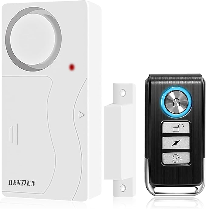 HENDUN Door Alarms When Opened with Remote, Door Bells Chimes, Door Security Sensor (2pack All Batteries Included)