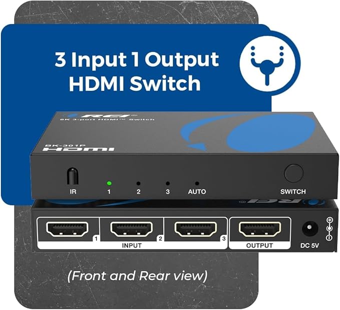 OREI HDMI Switch with Remote – 4K@120Hz 4:4:4 or 8K@60 4:2:0 HDMI Switcher – HDR10+, Dolby Vision, VRR, ALLM, CEC – HDMI Switch Perfect for PS5/Xbox, Blu-ray Players, Fire TV