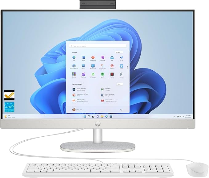 HP 27 FHD AIO PC (Intel 12-Core Ultra 7 255U, 32GB DDR5 RAM, 1TB SSD + ext 256GB SSD Dock, MS Office 2021, W11 Pro, HDMI, RJ45, WiFi 6, FHD Webcam, Wireless KB+Mouse) - All in One Business Desktop