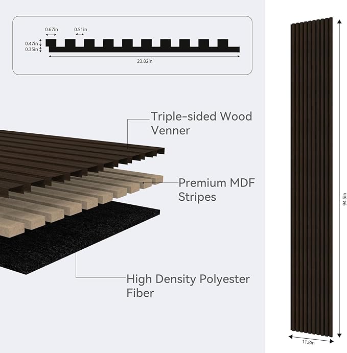 Premium Acoustic Wood Slat Wall Panels – Noise-Reducing Sound Absorption Panels for Home Theater, Studio & Office | Modern Decorative Slat Walling for Echo Control | Eco-Friendly & Easy to Install