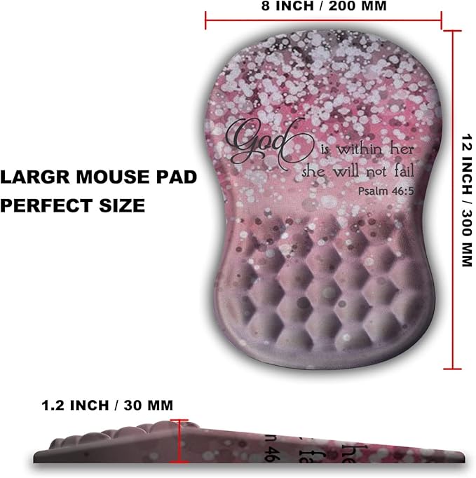 KUOSGM Mouse Pad Wrist Support, Ergonomic Mouse Pad with Massage Dot, Comfortable Computer Mouse Pad for Laptop, Wrist Rest Pain Relief Mousepad with Non-Slip PU Base for Office & Home, 12 x 8 in