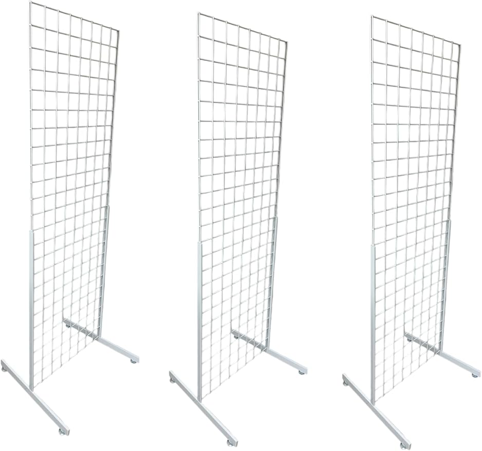 Only Hangers Heavy Duty 2' x 5.5' Gridwall Art Display Panel with EZ Slide-On Grid Legs - No Hardware or Tools Required - No Screws, Nuts, or Washers. (White Set of 3)