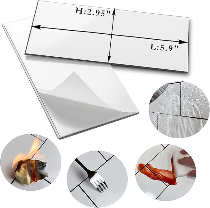 AULIGET 100-Piece Polished Grey Thick PVC Peel and Stick Backsplash, 3" x 6" Waterproof Subway Tile Peel and Stick Wall Tiles for Kitchen & Bathroom