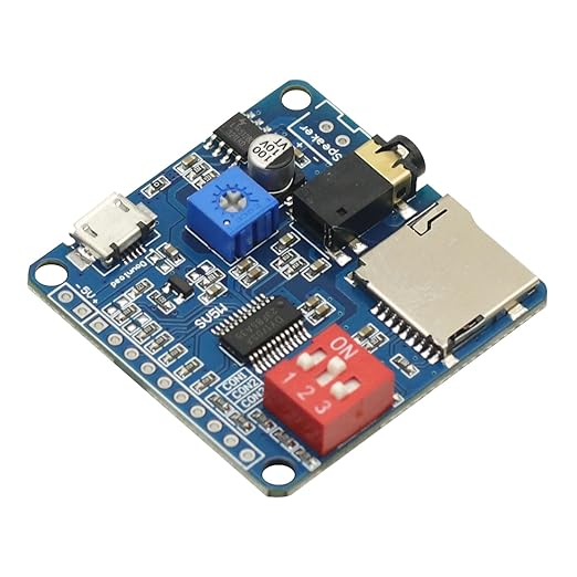2PCS Voice Sound Playback Module MP3 Trigger Player Module UART I/O Trigger Class D Amplifier Board 5W 8M Storage SD/TF Card for Arduino