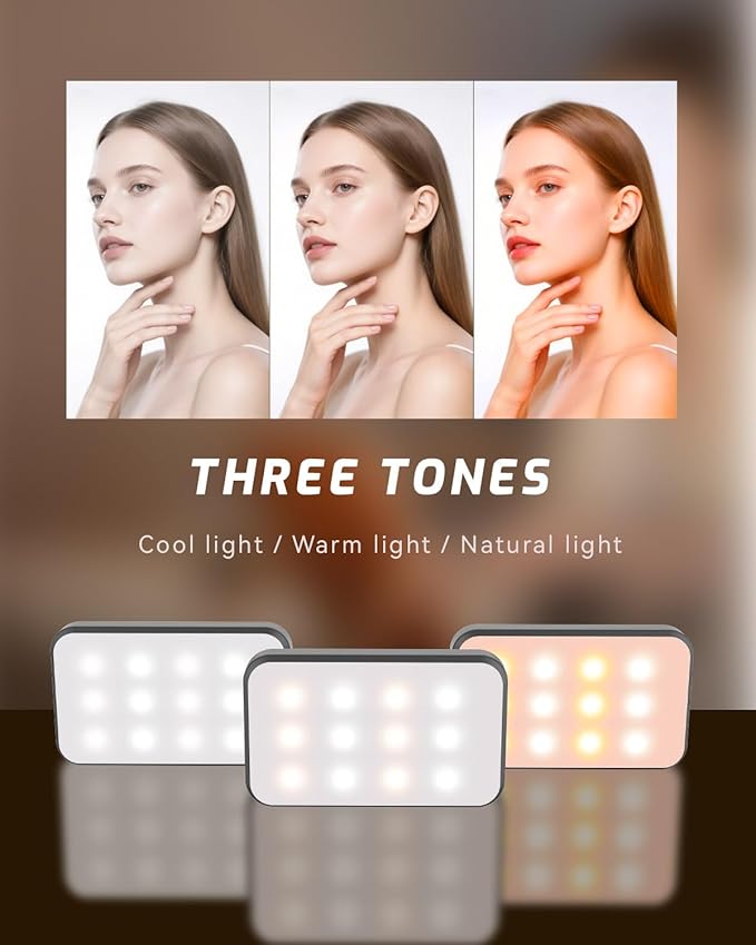 Mini Portable Selfie Light for iPhone: Rechargeable Clip on Phone Fill Lights, Ring Light for Camera Picture, Makeup Photo, Video Conferences, Laptop Use, Zoom Meetings, TikTok, Vlog Photography
