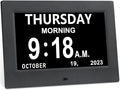 Irednolw 7inch Large Impaired Vision Digital Alarm Clock with Day and Time, Digital Day Clock for Seniors with Auto Dimming / 8 Alarms Clock