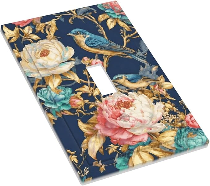 Bvtewkhz Floral Birds Morris 1 Gang Single Toggle Decorative Outlet Covers Light Switch Plate Electrical Receptacle Switchplate For Bathroom Kitchen Bedroom