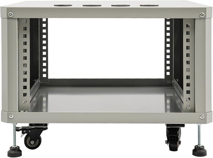 6U Stereo & Studio Rack with Wheels, Open Frame Audio Rack Cabinet, Rolling - Image 4